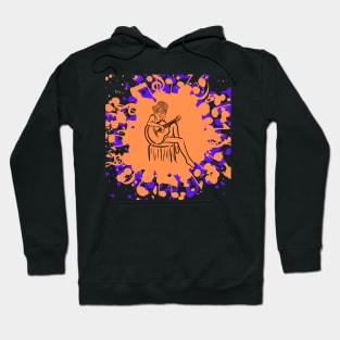 Girl Playing Guitar - Color Spilled Abstract Graphic for Music Lovers Hoodie